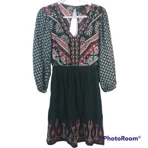 Flying Tomato Black Embroidered  Dress Boho Western Festival Size S